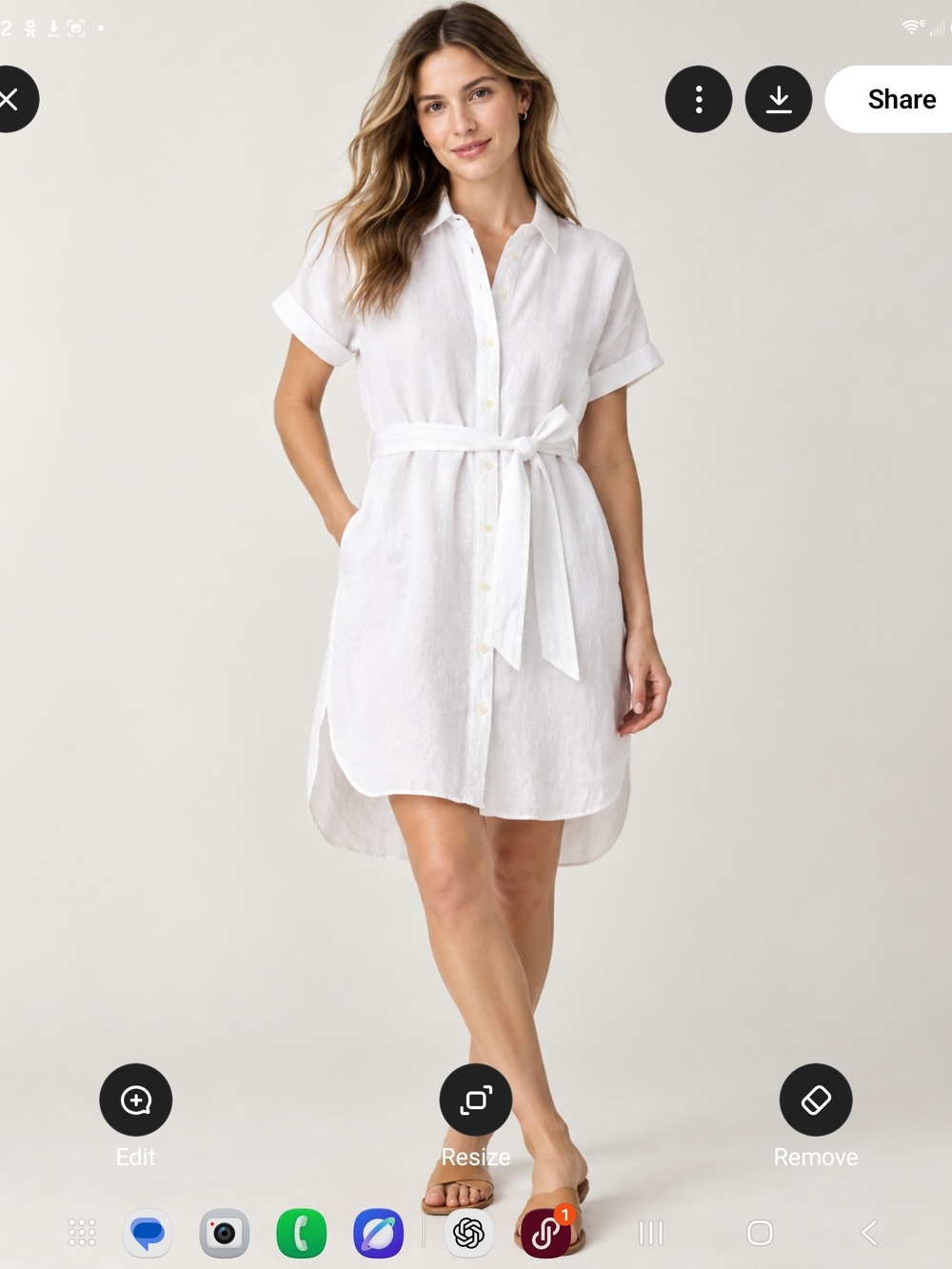 Dress SubcategoryJ.Crew white linen shirt dress with a pointed collar, button-fr